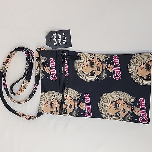 Childs Play "Call Me" Black Graphic Crossbody Bag - Picture 1 of 10
